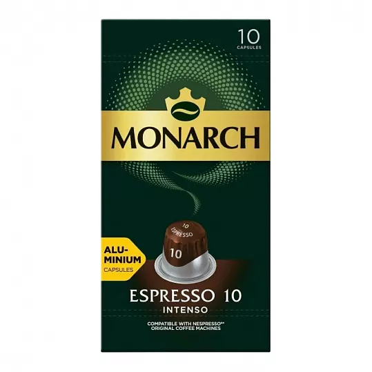 Кофе  в капсулах  Monarch Espresso 10 Intenso (Монарх Эспрессо 10 Интенсо), натуральный жареный молотый, 5,2 г