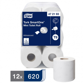 Туалетная бумага в стандартном рулоне TORK SmartOne® Advanced 620л. 2сл. 112м.,12 рул