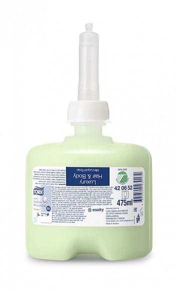 Жидкое мыло-шампунь Tork Premium 0,475л, зеленый