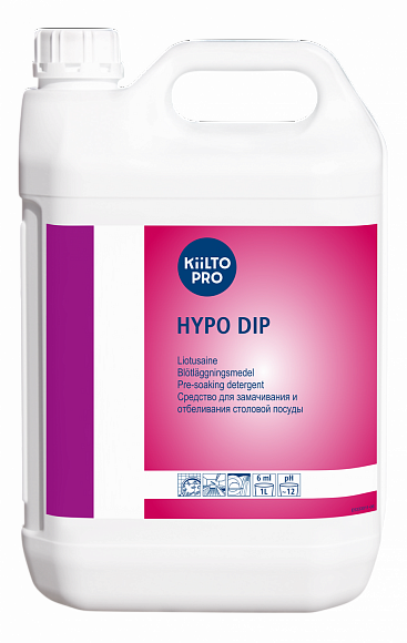 Hypo Dip, средство для отбеливания и дезинфекции посуды (гипохлорит Na), 5л