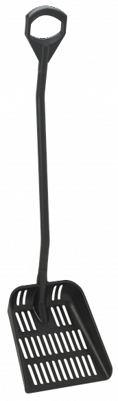 Эргономичная лопата с перфорированным полотном Vikan, 380 x 340 x 90 мм., 1305 мм,  черный цвет