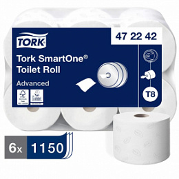 Туалетная бумага в стандартном рулоне TORK SmartOne® Advanced 1150л. 2сл. 207м.,6рул
